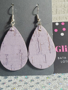 326 Small Lilac Purple Cork Dangle Earrings