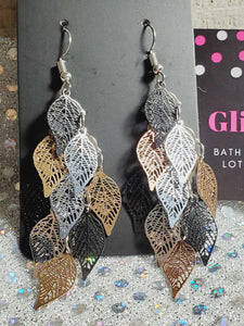 288 Metal Multi-Colored Leaves Dangle Earrings