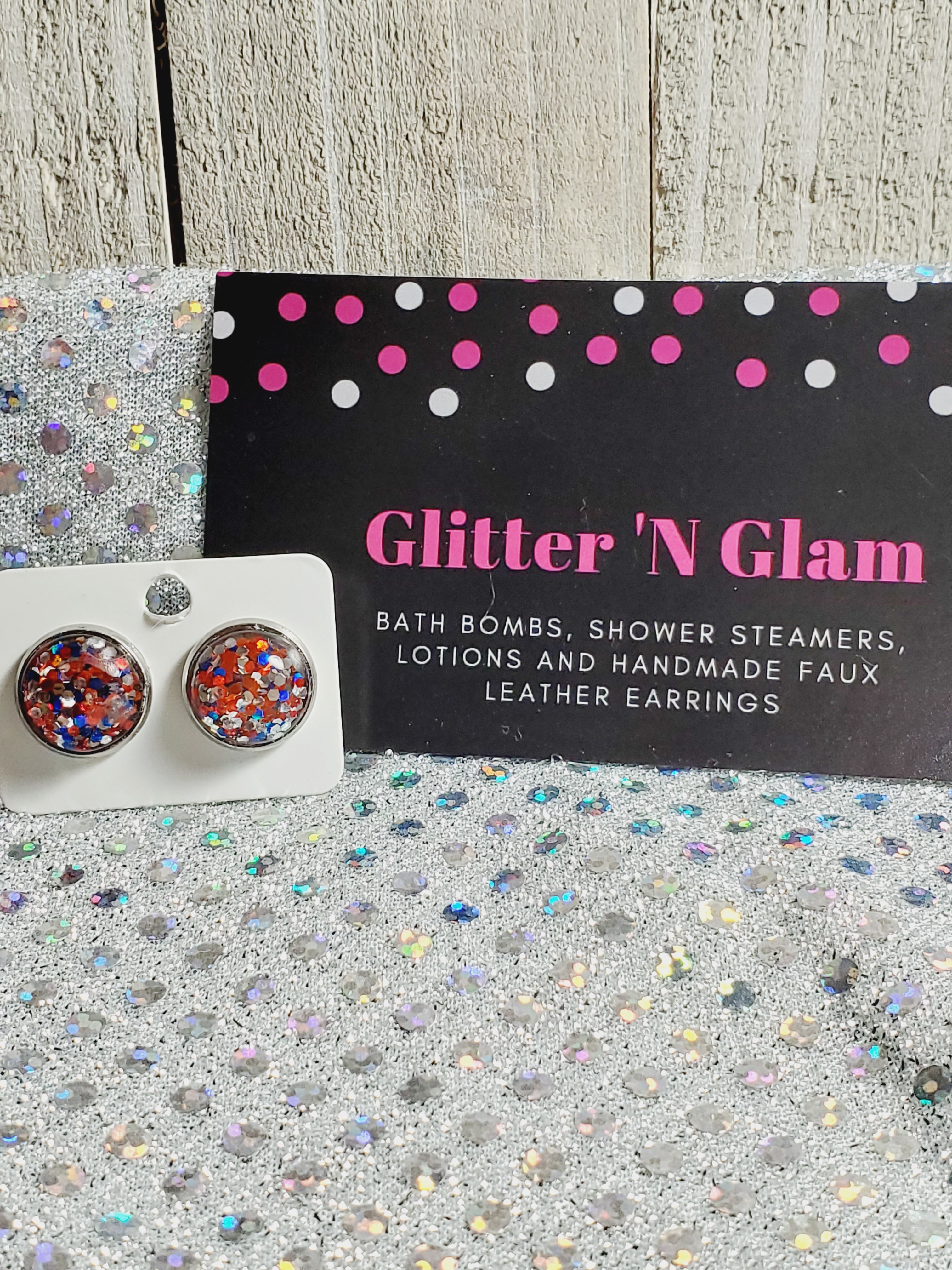 830 Patriotic confetti Stud Earrings