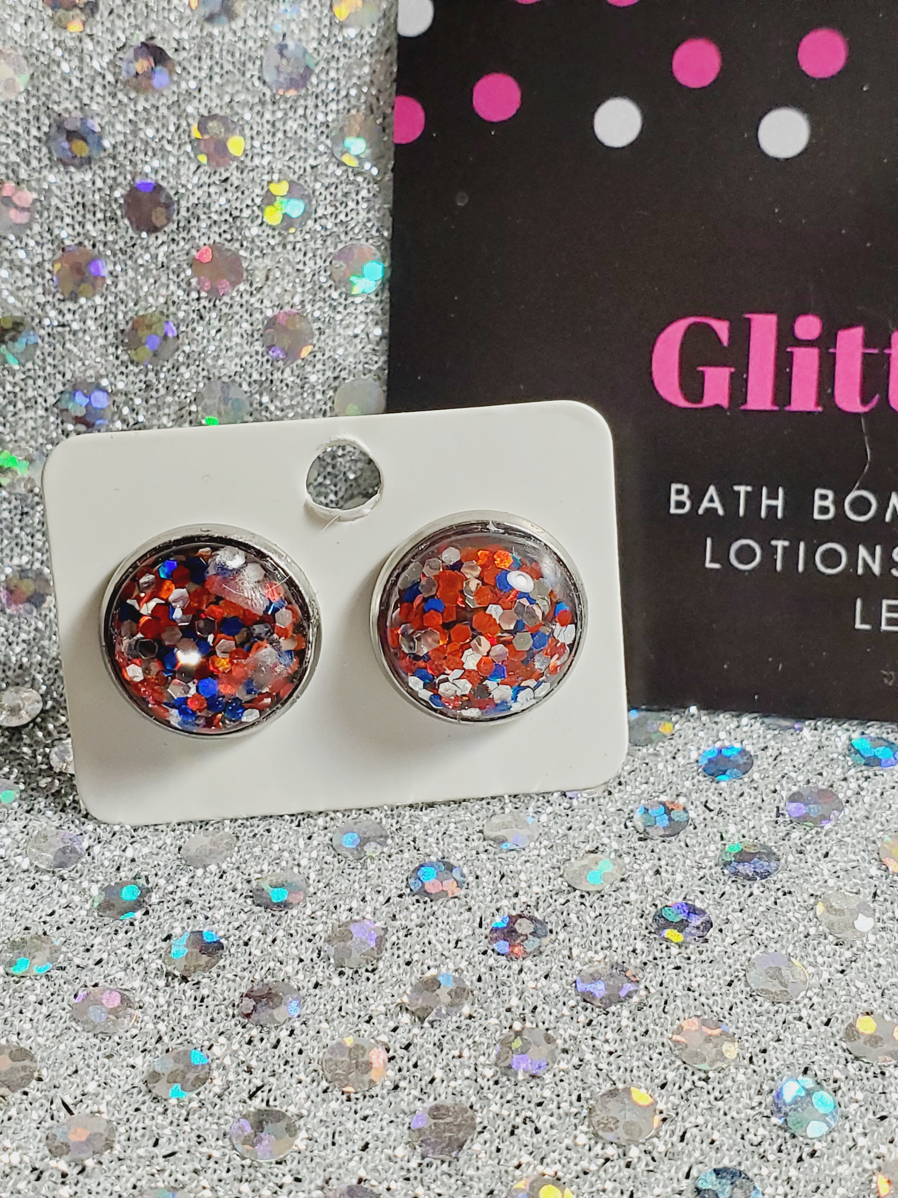 830 Patriotic confetti Stud Earrings