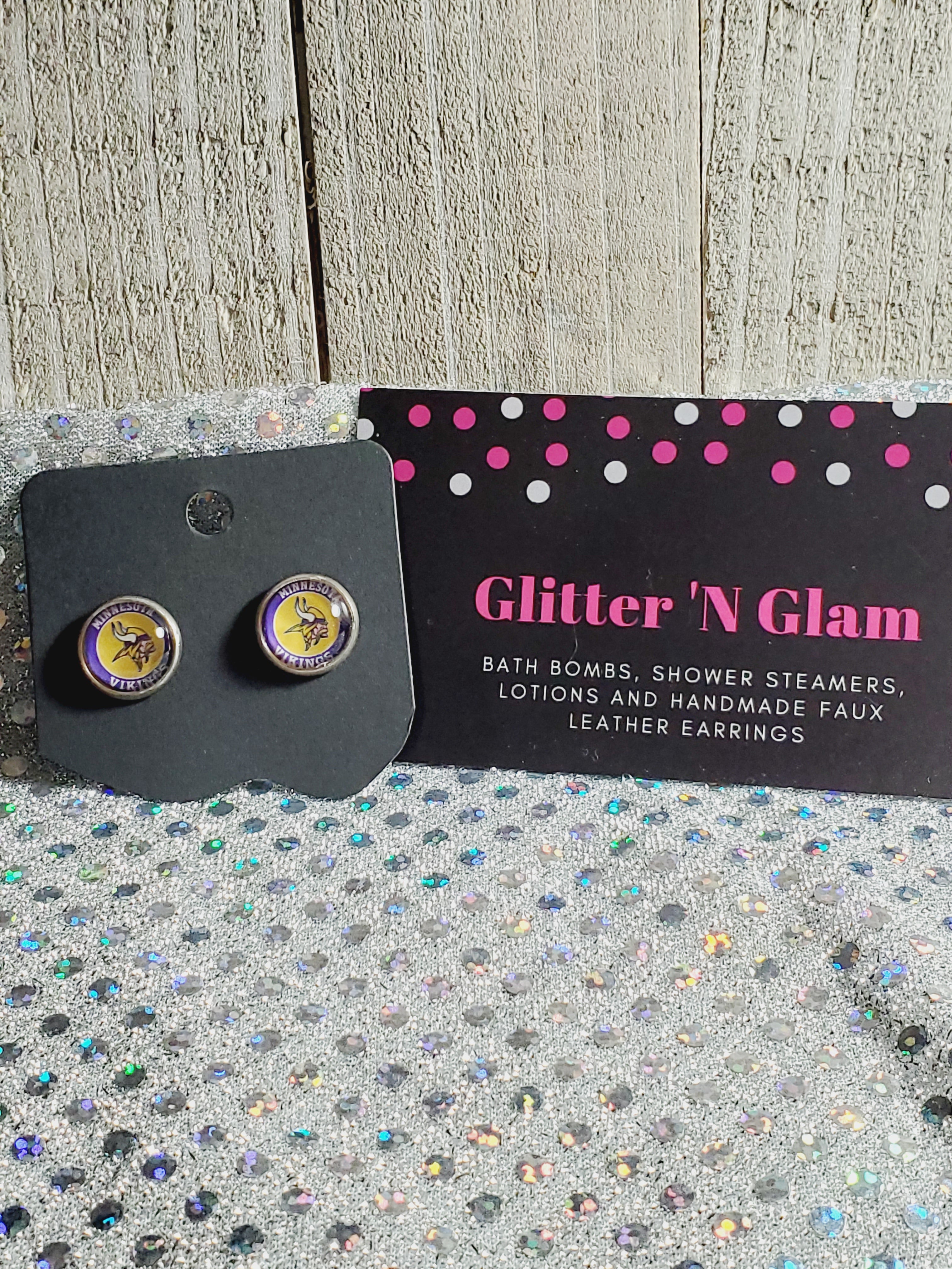770 Yellow and Purple Vikings Inspired Stud Earrings