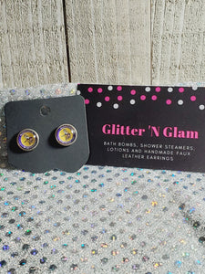 770 Yellow and Purple Vikings Inspired Stud Earrings
