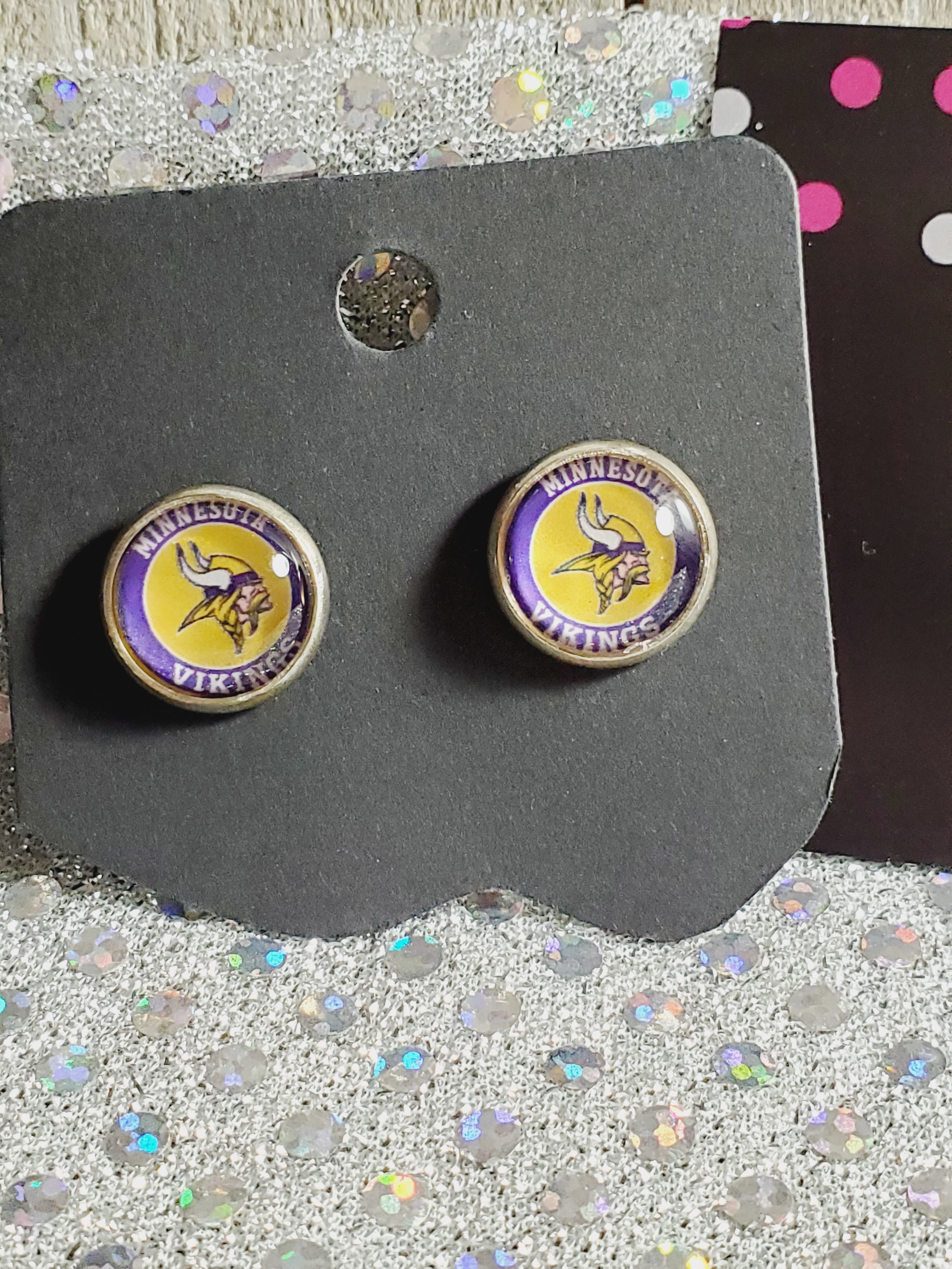 770 Yellow and Purple Vikings Inspired Stud Earrings