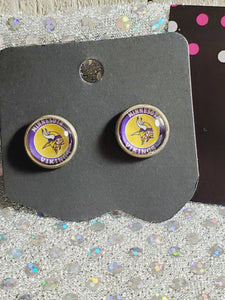 770 Yellow and Purple Vikings Inspired Stud Earrings