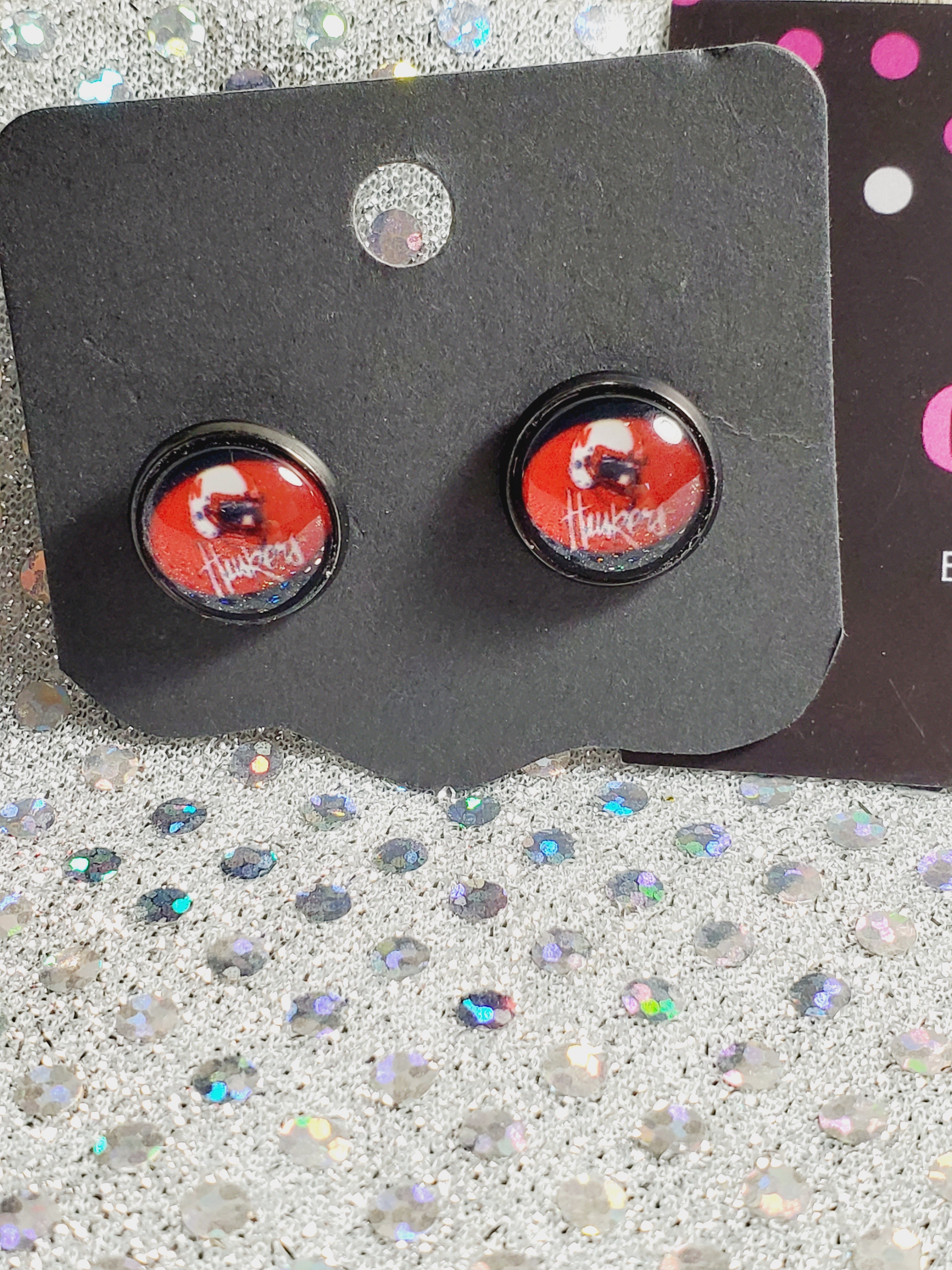 784 Red Huskers Inspired Stud Earrings