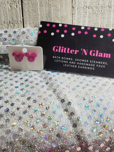 737 Glittery Pink Inspired Mouse Stud Earrings