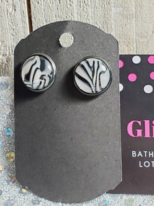 700 Black and White Zebra Print Stud Earrings