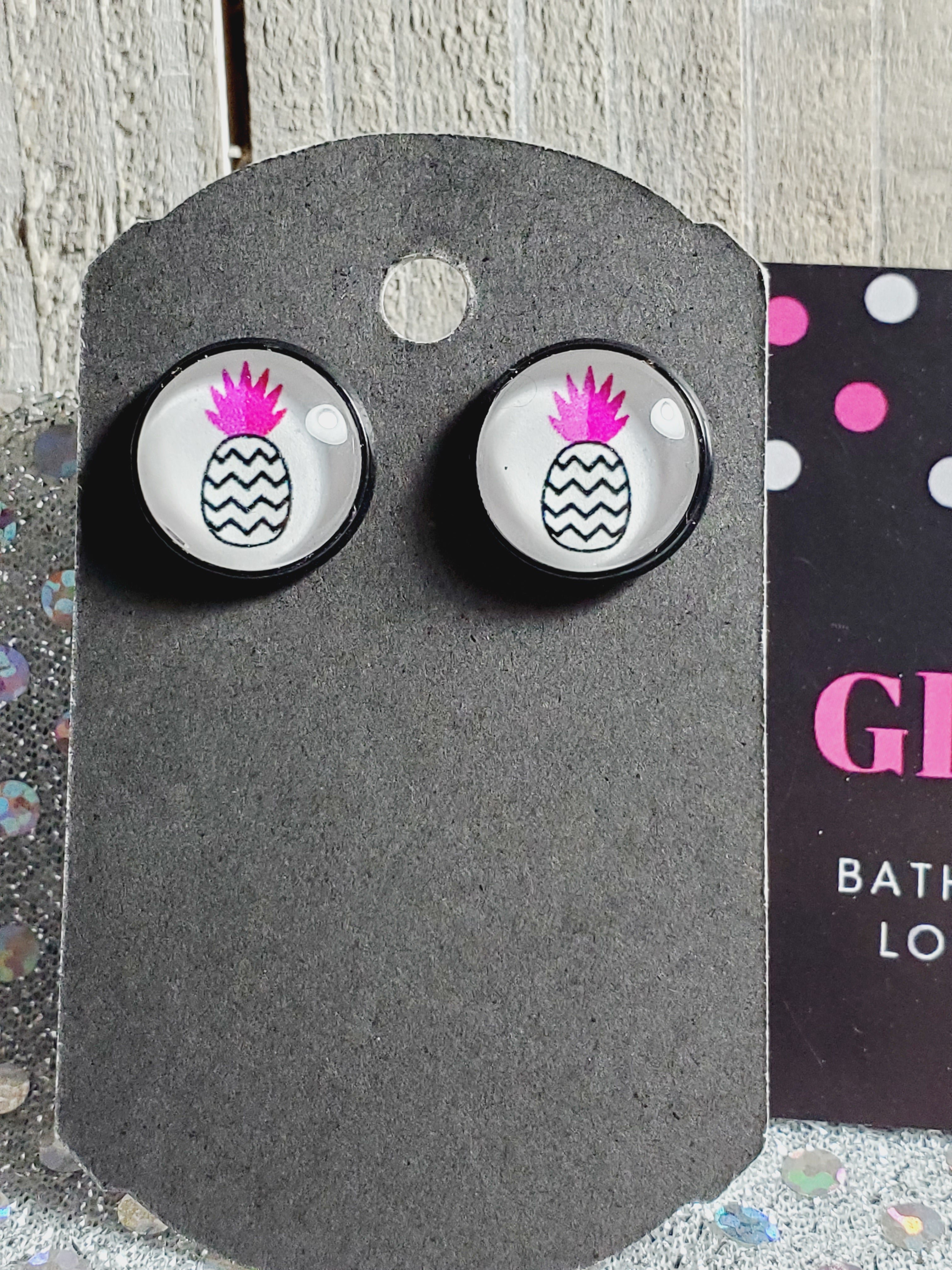 702 Pink Pineapple Studs Earrings