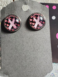 868 Pink Ribbon Awareness Stud Earrings