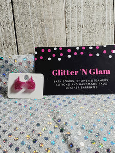 872 Glittery Pink Unicorns Stud Earrings