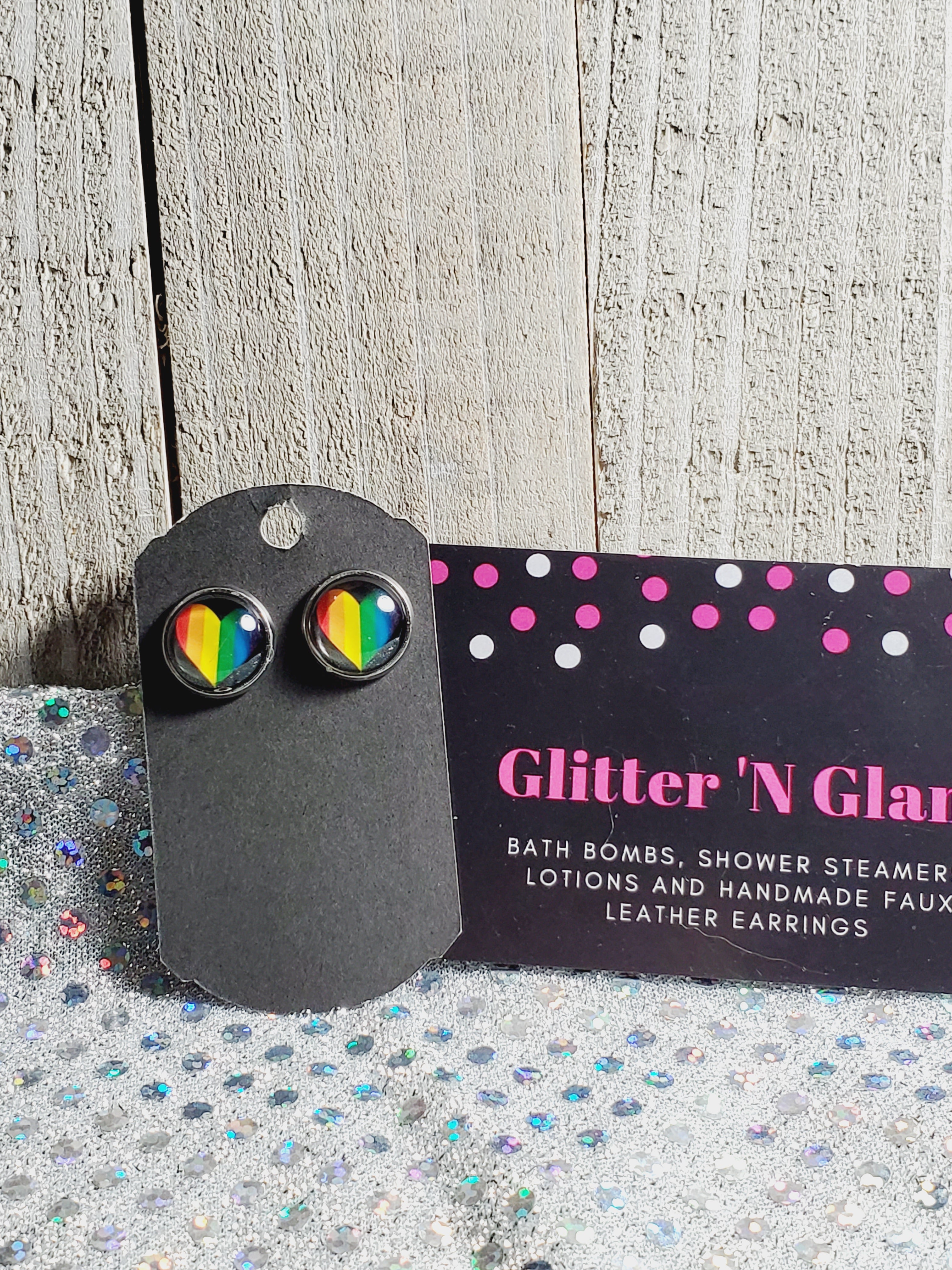 845 Black Pride Heart Stud Earrings