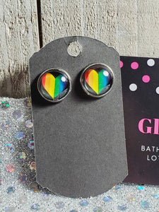 845 Black Pride Heart Stud Earrings