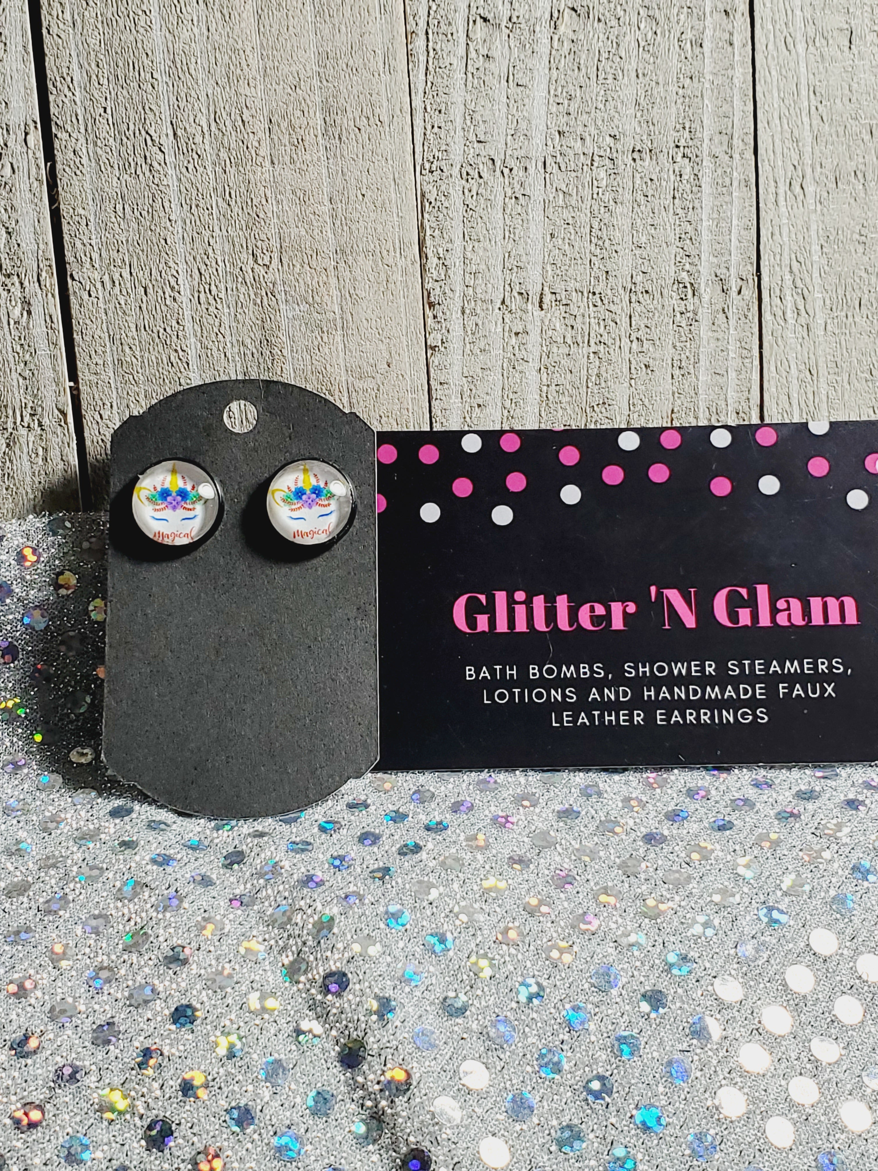 874 Unicorn Stud Earrings Magical Crown