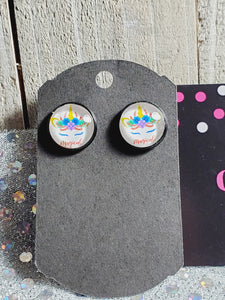 874 Unicorn Stud Earrings Magical Crown