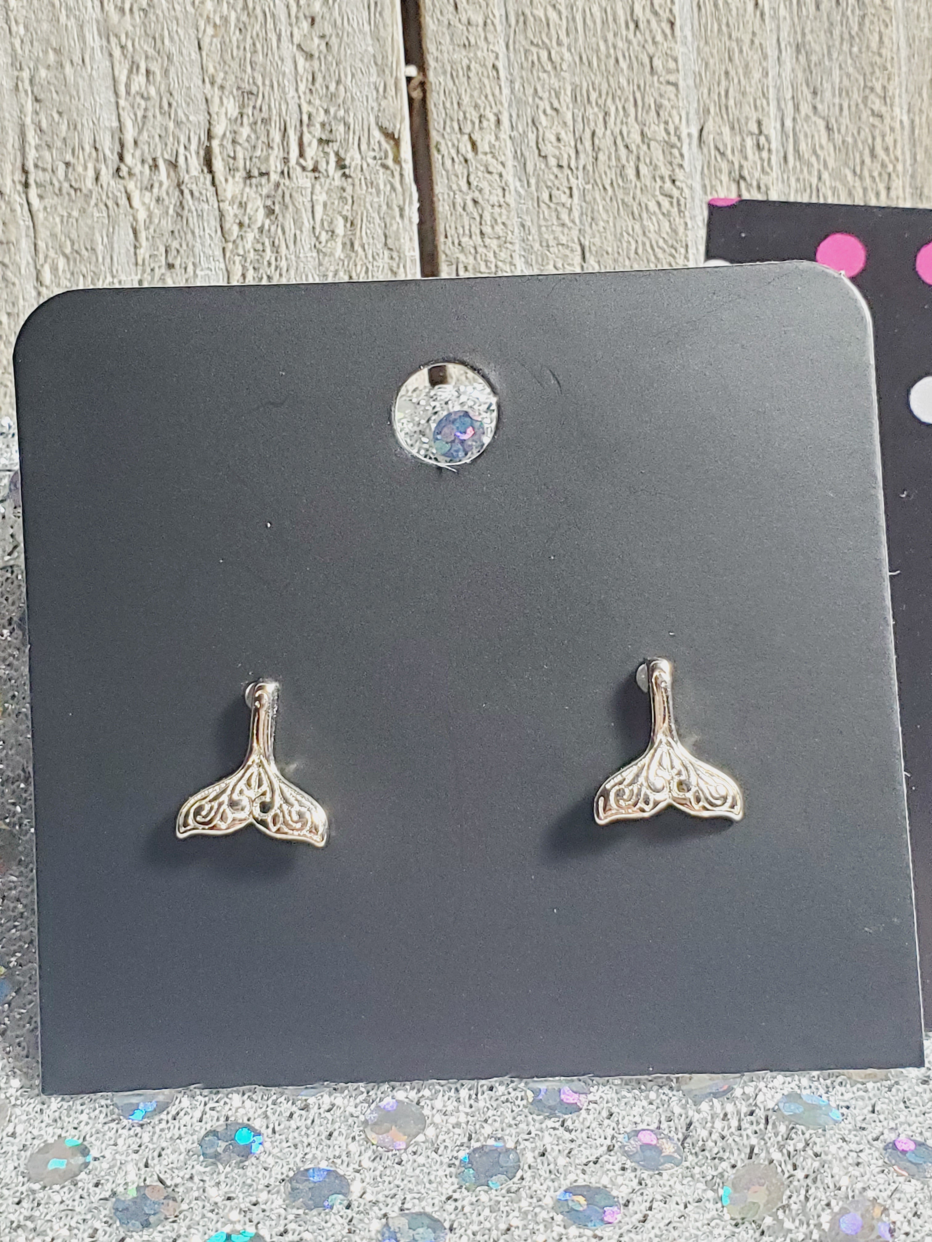 Silver Mermaid Tails Stud Earrings