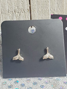 Silver Mermaid Tails Stud Earrings