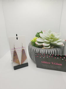 273 Ombre Side Triangular Shape with Glitter dangle Earrings