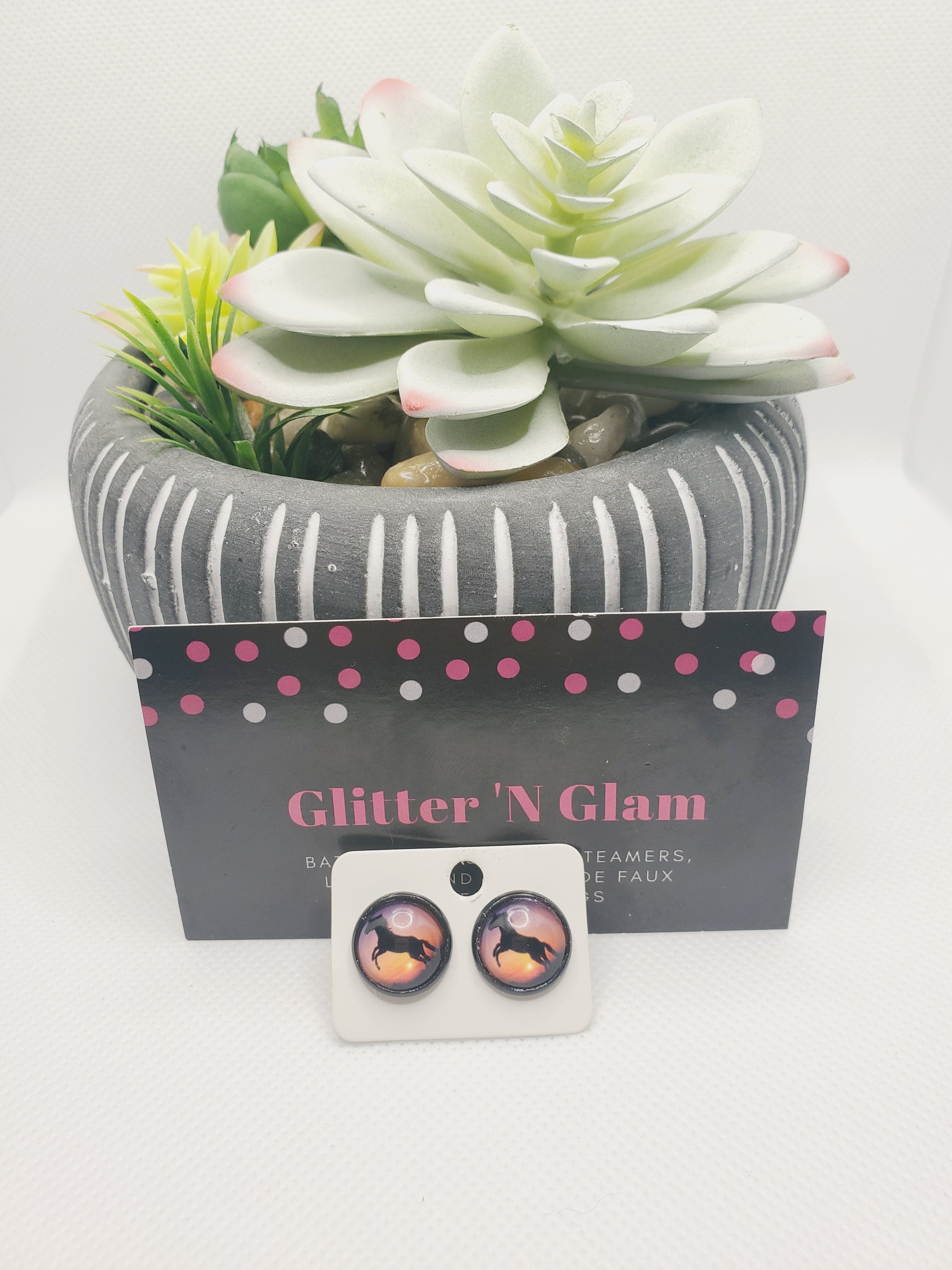 794 Horse Stud Earrings with Sunset