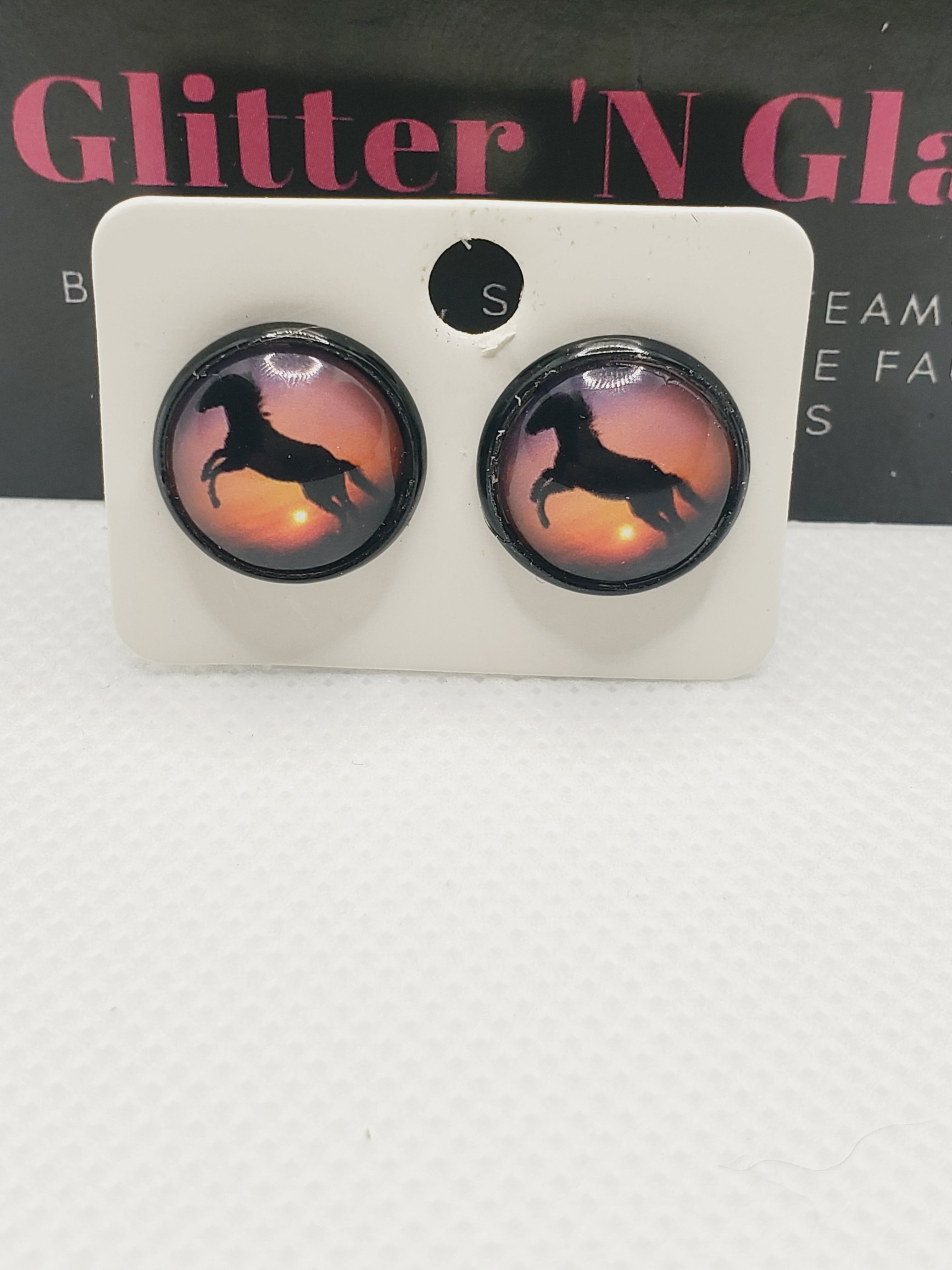 794 Horse Stud Earrings with Sunset