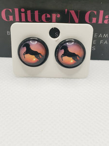 794 Horse Stud Earrings with Sunset