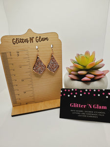 254 Rosegold/Silver Sparkly Teardrop Dangle Earrings