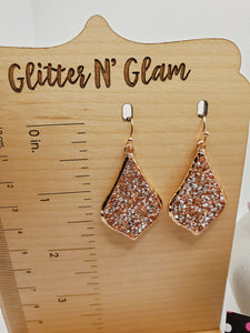254 Rosegold/Silver Sparkly Teardrop Dangle Earrings