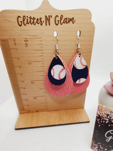 394 Red/Blue Baseball Dangle Earrings