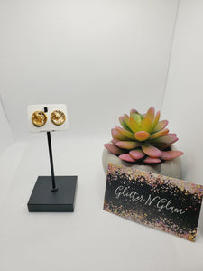 914 Clear with Gold Flakes Stud Earrings