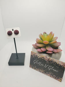 940 Burgundy Flower Stud Earrings