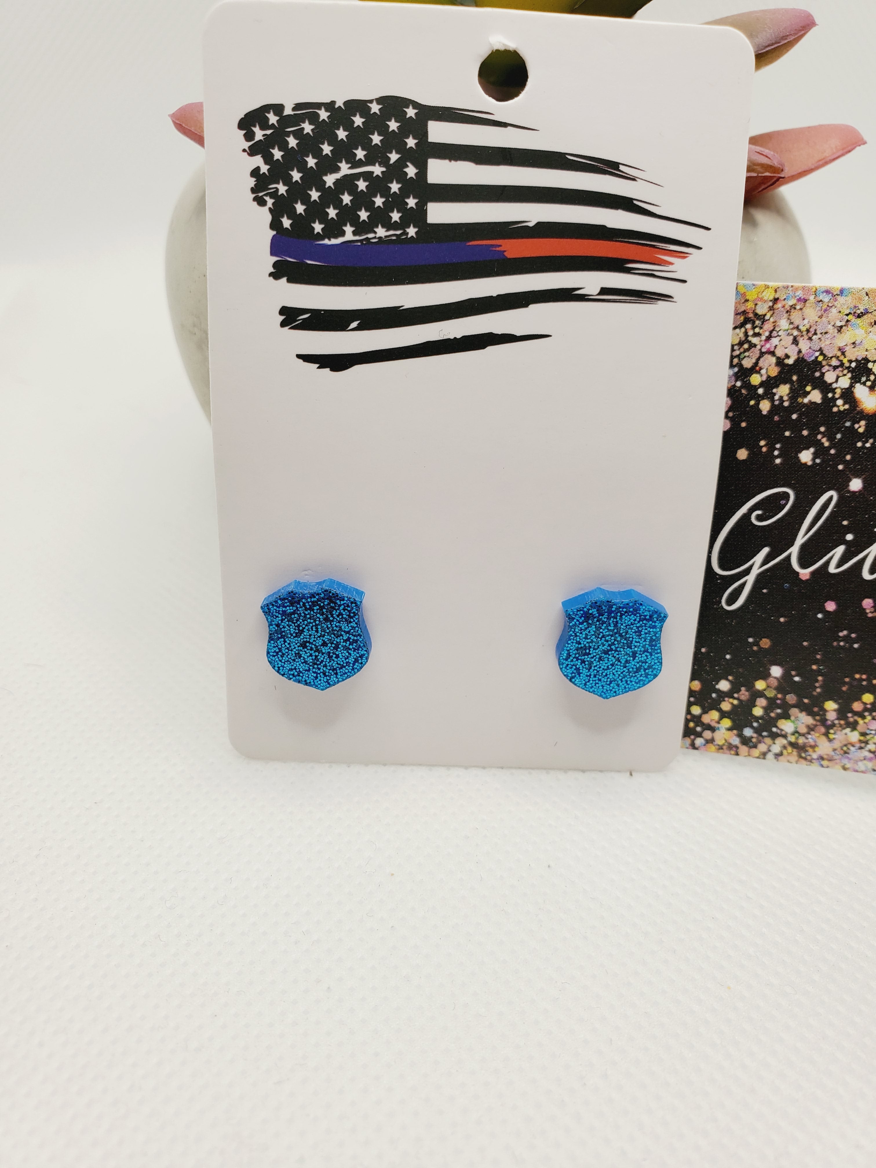 970 Blue Sparkle Police Badge