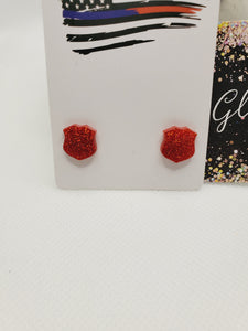 974 Red Sparkle Firefighters Badge