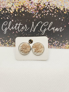 965 Rosegold Hair-on Stud Earrings