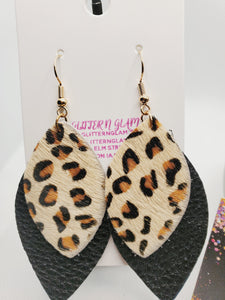 446 Cheetah Print Hair-On Leather Dangle Earrings
