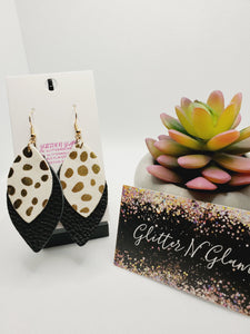 445 Gold Animal Print Hair-On Leather Dangle Earrings