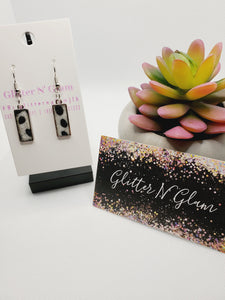 435 Cow Print Hair-On Retangle Dangle Earrings