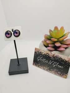 1019 American Flag Sunflower Stud Earrings