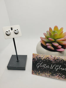1013 Silver Metal NMBC Stud Earrings