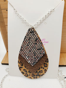 554 Leopard Print Long Statement Necklace
