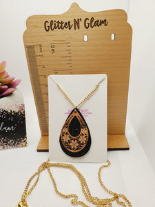557 Black and Gold Long Statement Necklace