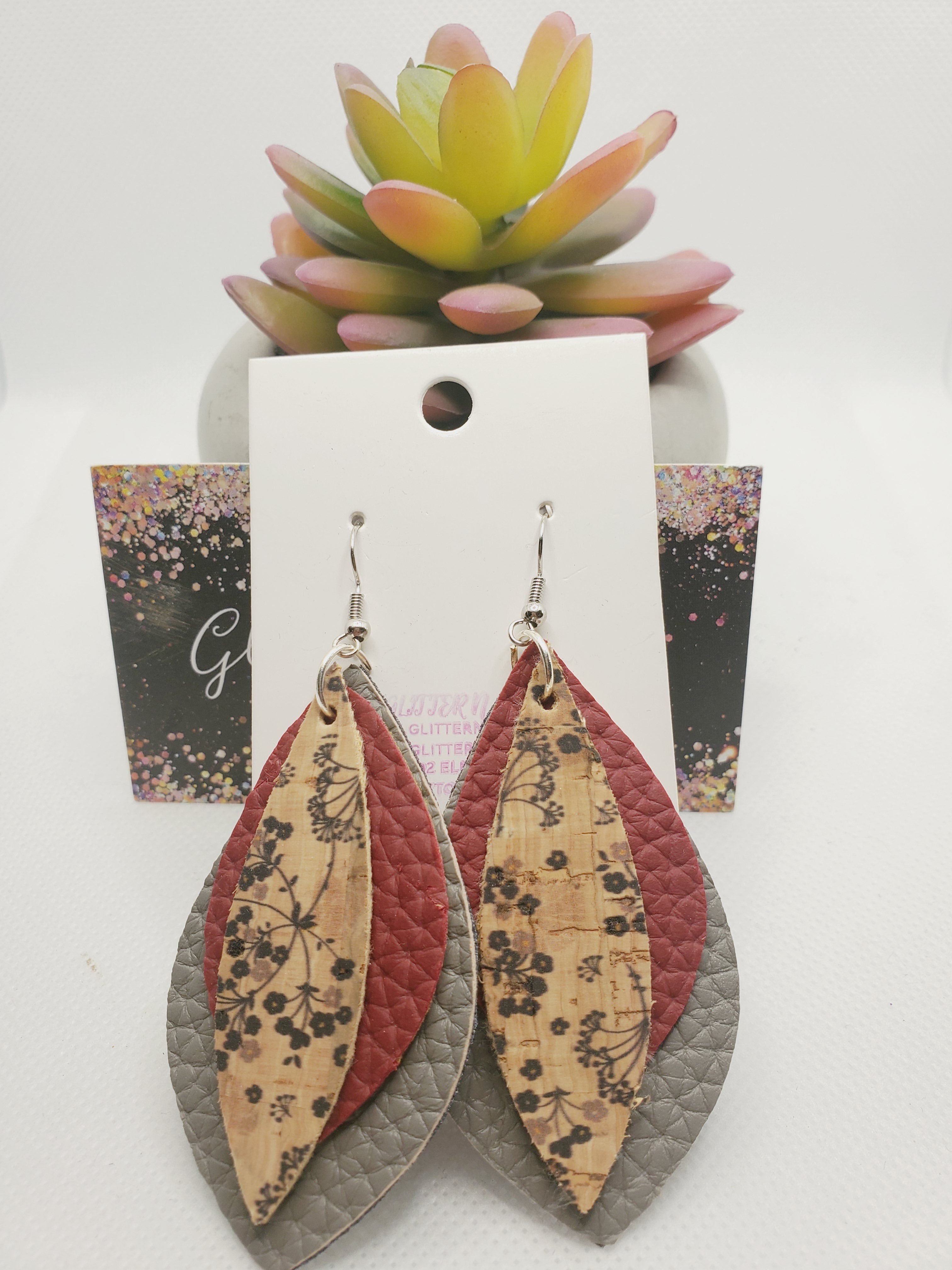 1025 Dandelion 3 Layer Dangle Earrings