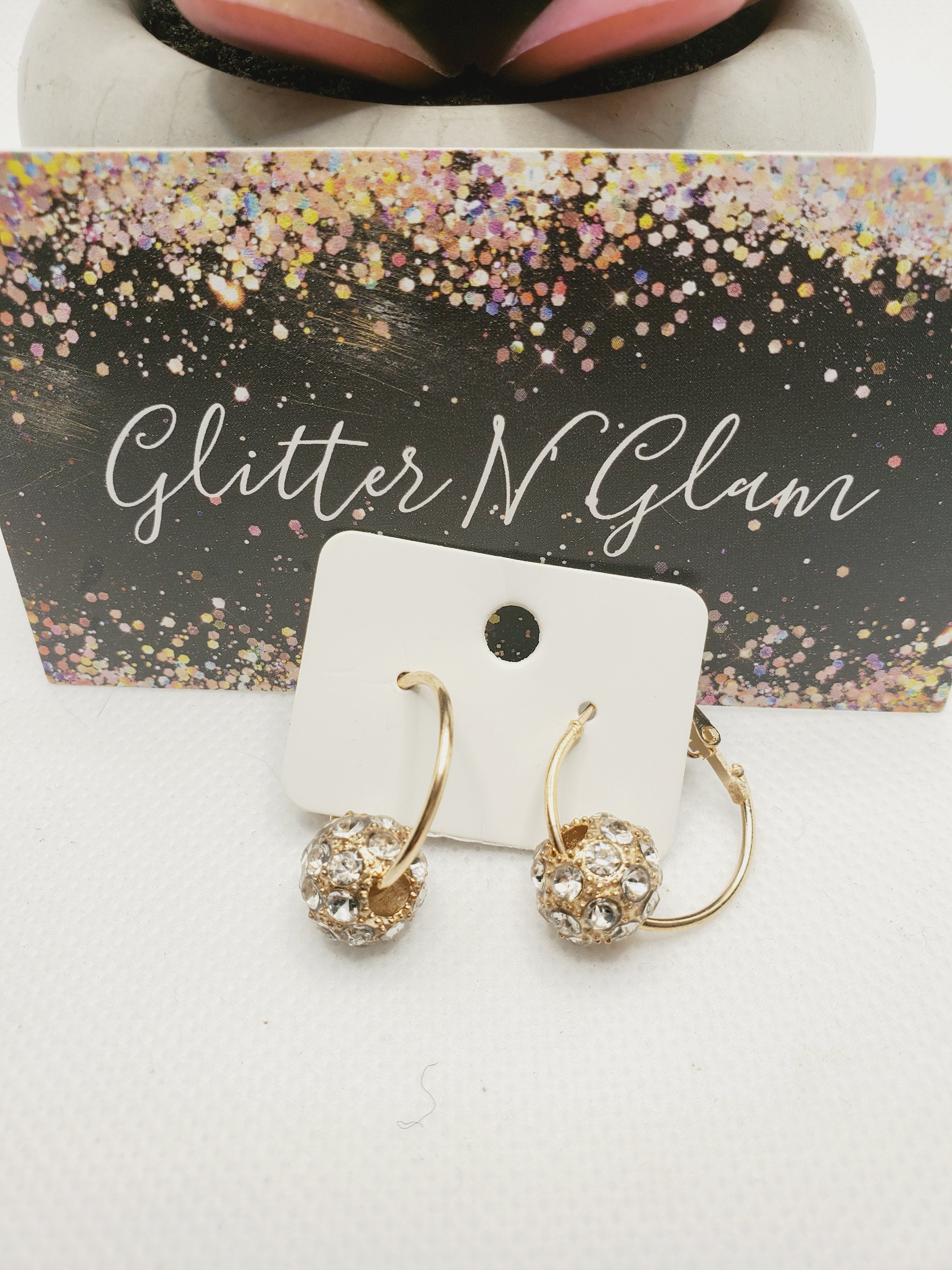 1031 Small Gold Hoops with Bling Earrings