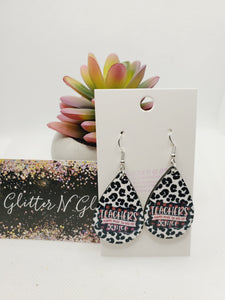 1127 Animal Print "Teachers Always Make the Nice List" Dangle Earrings