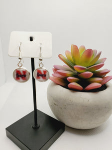 1138 White Huskers Stud Dangle Earrings
