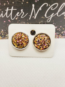 1164 Multi colored Druzy Stud Earrings