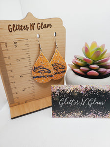 1205 Broncos Sparkly Dangle Earrings
