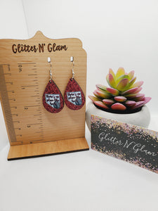 1202 Baseball Decopage Wood Dangle Earrings