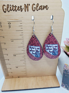 1202 Baseball Decopage Wood Dangle Earrings