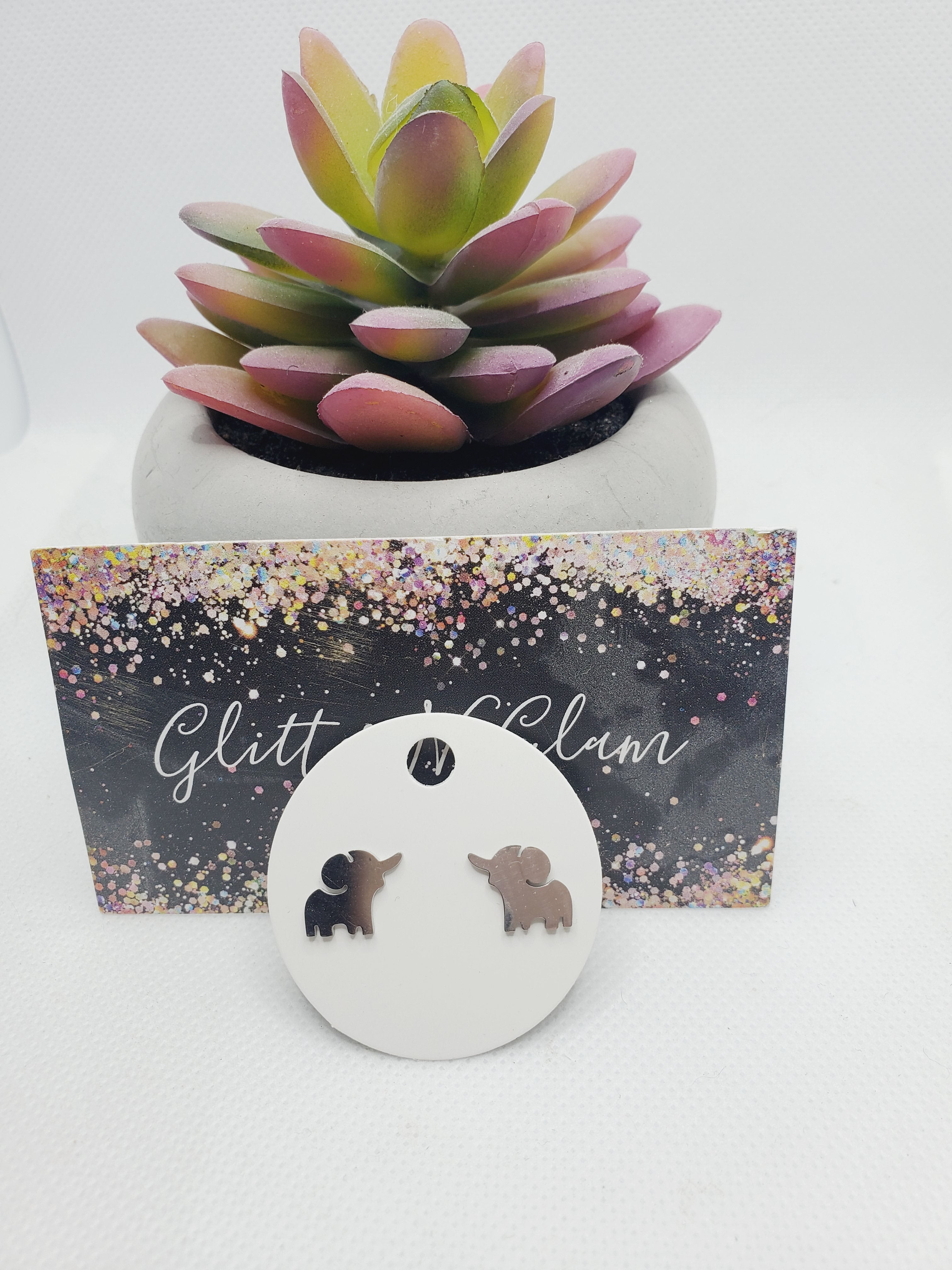1307 Silver Elephant Stud Earrings