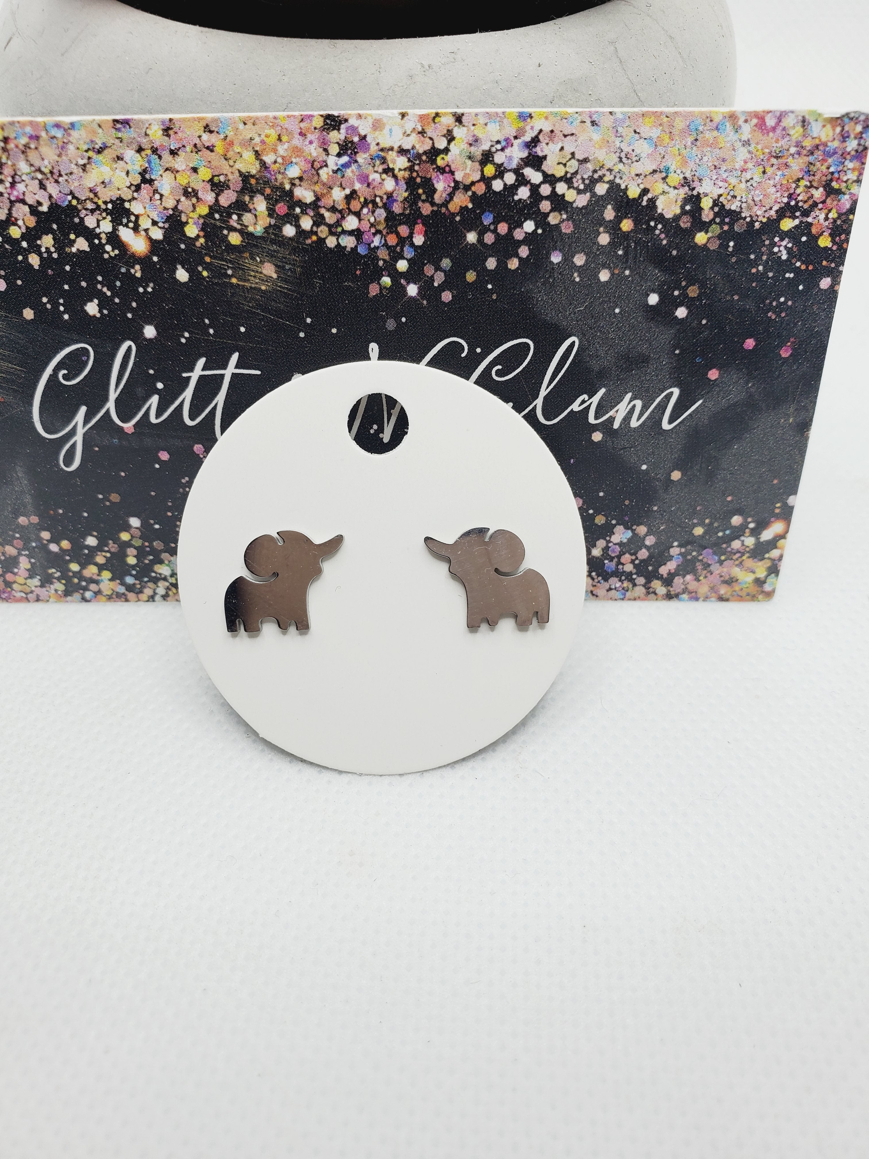 1307 Silver Elephant Stud Earrings