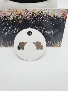 1307 Silver Elephant Stud Earrings